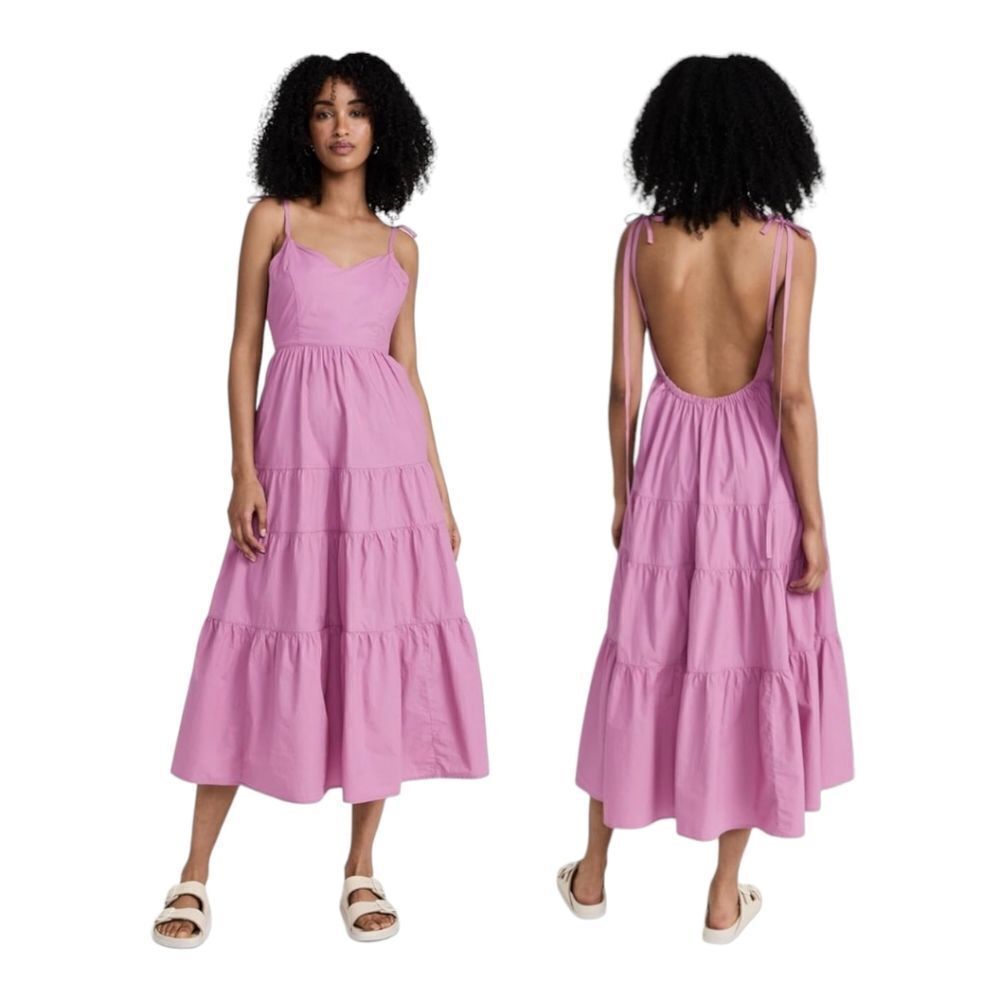 Madewell Delicate Shaded‎ Pink Sidonie Cotton Ruffled Backless Maxi Dress XL NWT - Picture 2 of 15